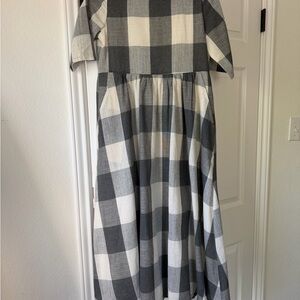 Roolee Black and White Buffalo-Check Girls' Dress